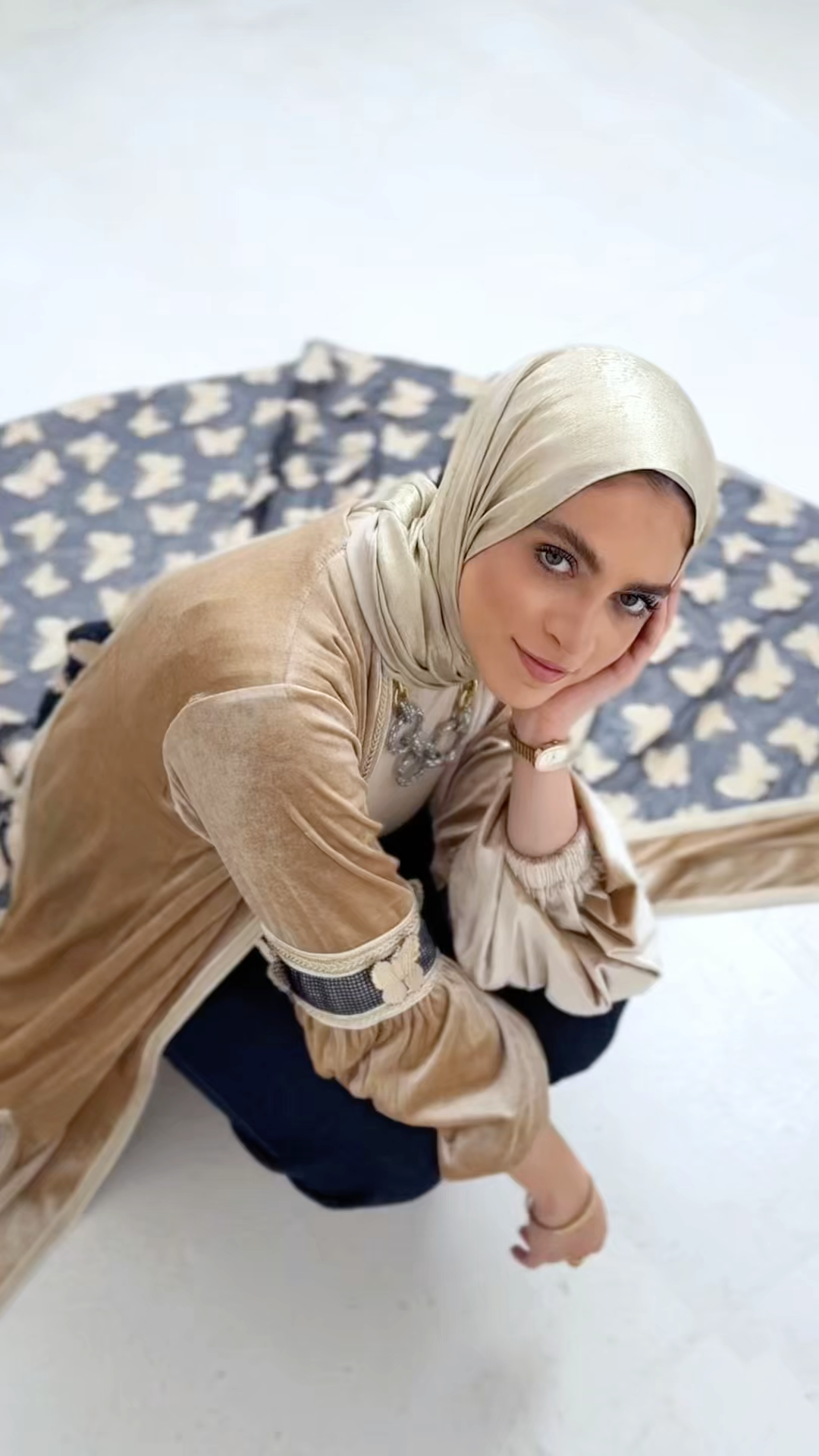 Butterflies Open Velvet Abaya