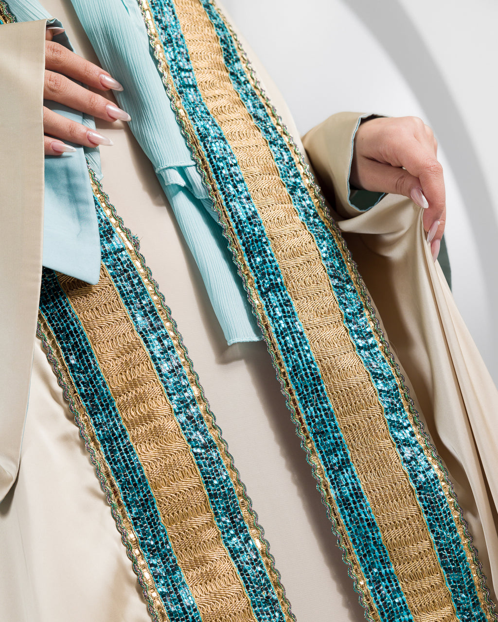 Noble Open Abaya With Aqua Touch