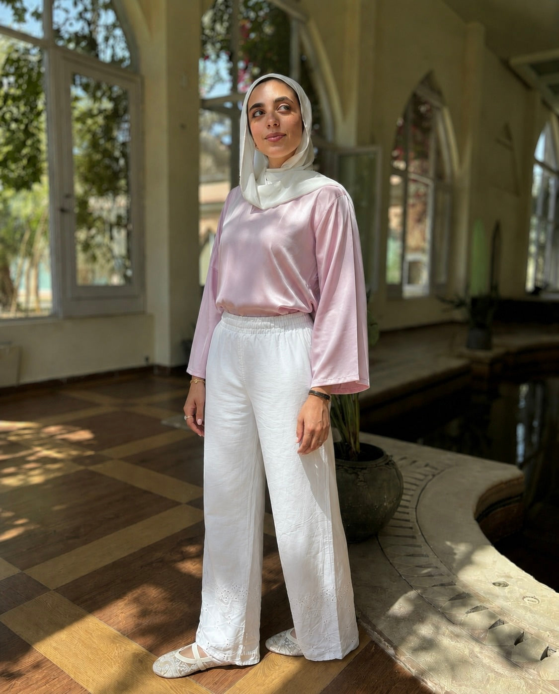Embroidered Cotton Pants