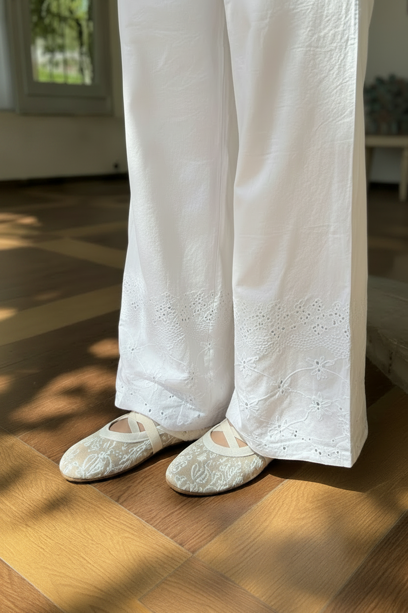 Embroidered Cotton Pants