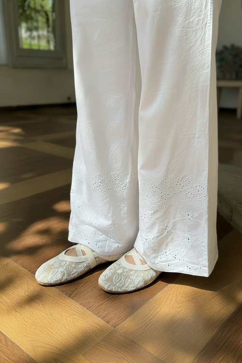 Embroidered Cotton Pants