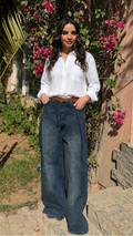 Azure Flow Wide Leg Denim Pants