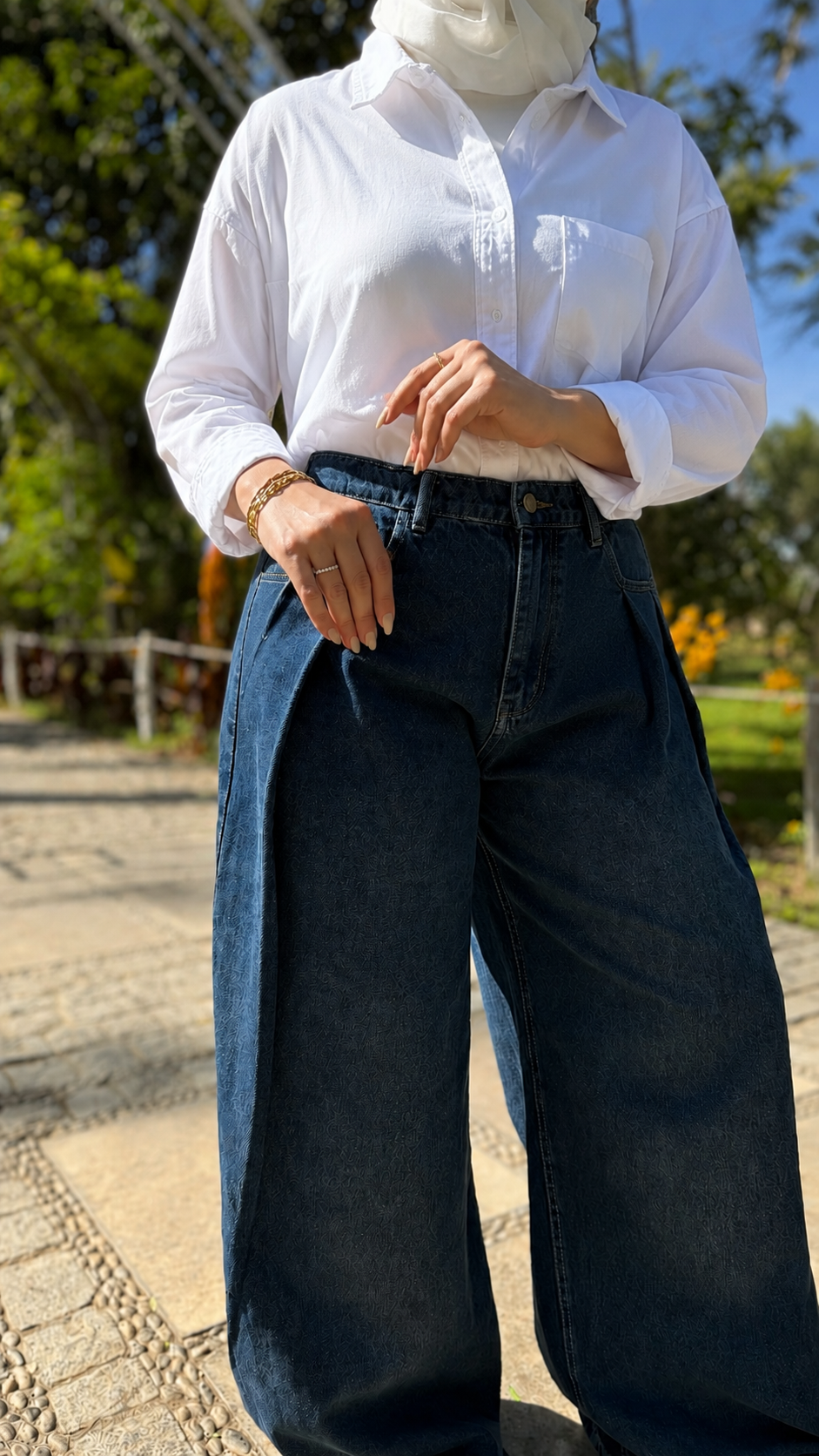 Azure Flow Wide Leg Denim Pants