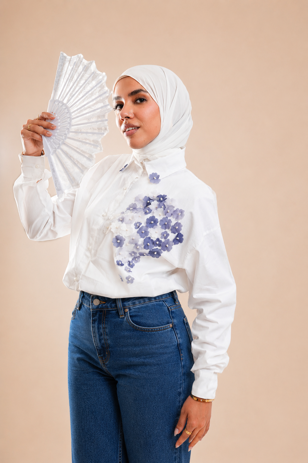 Blossom in Blue Shirt