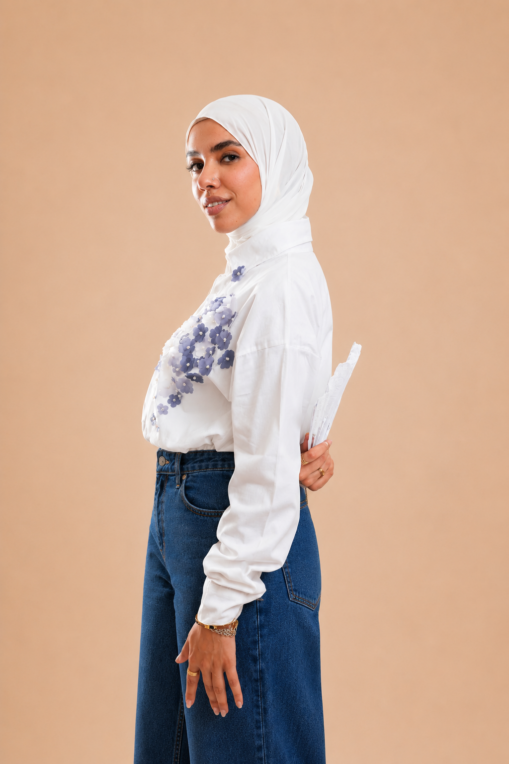 Blossom in Blue Shirt