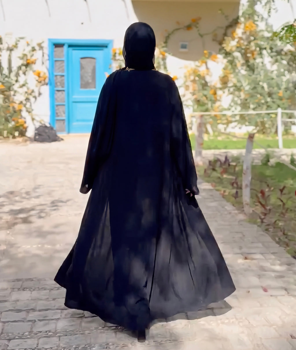 Polka Dots Double Face Abaya – Black & White