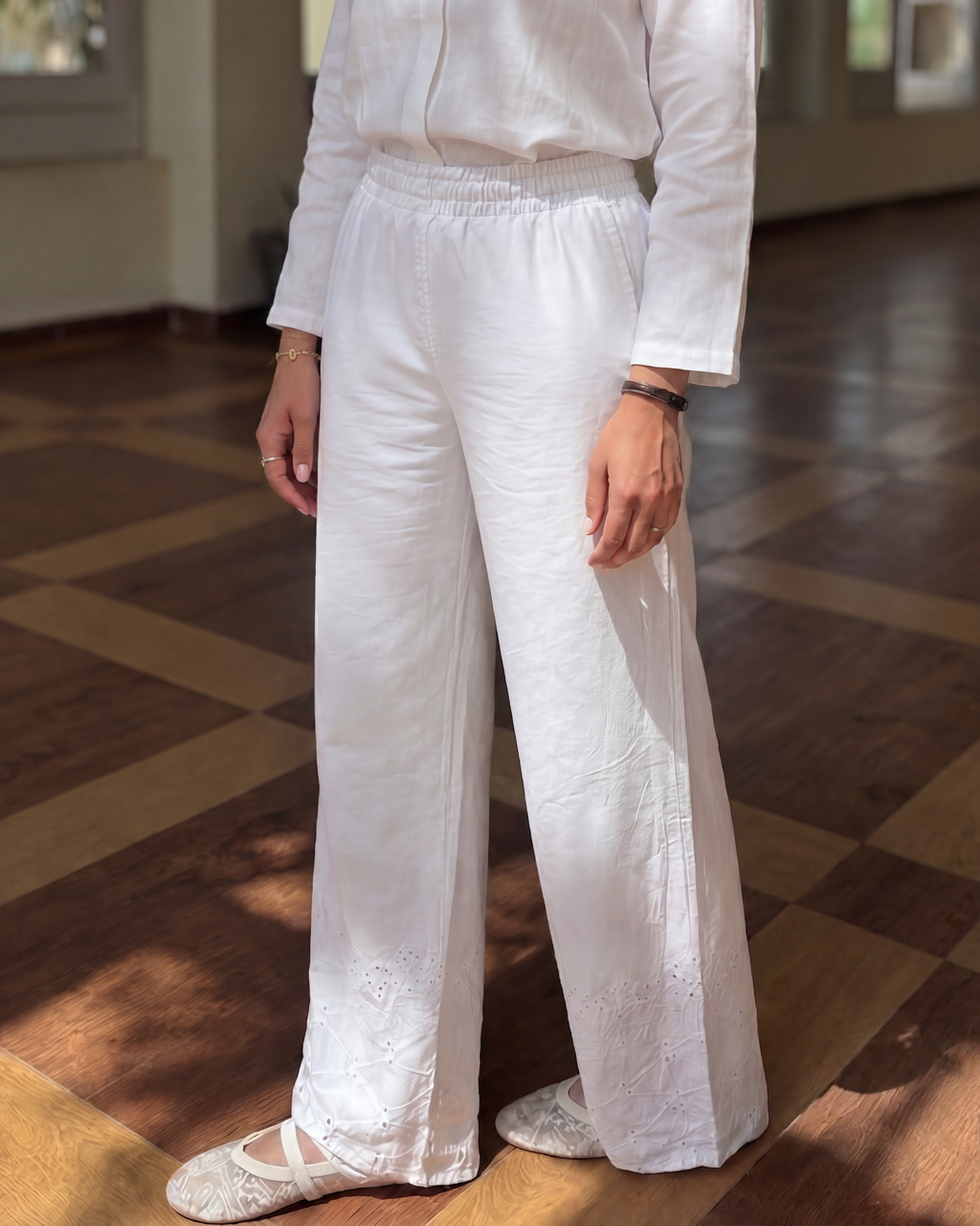 Embroidered Cotton Pants