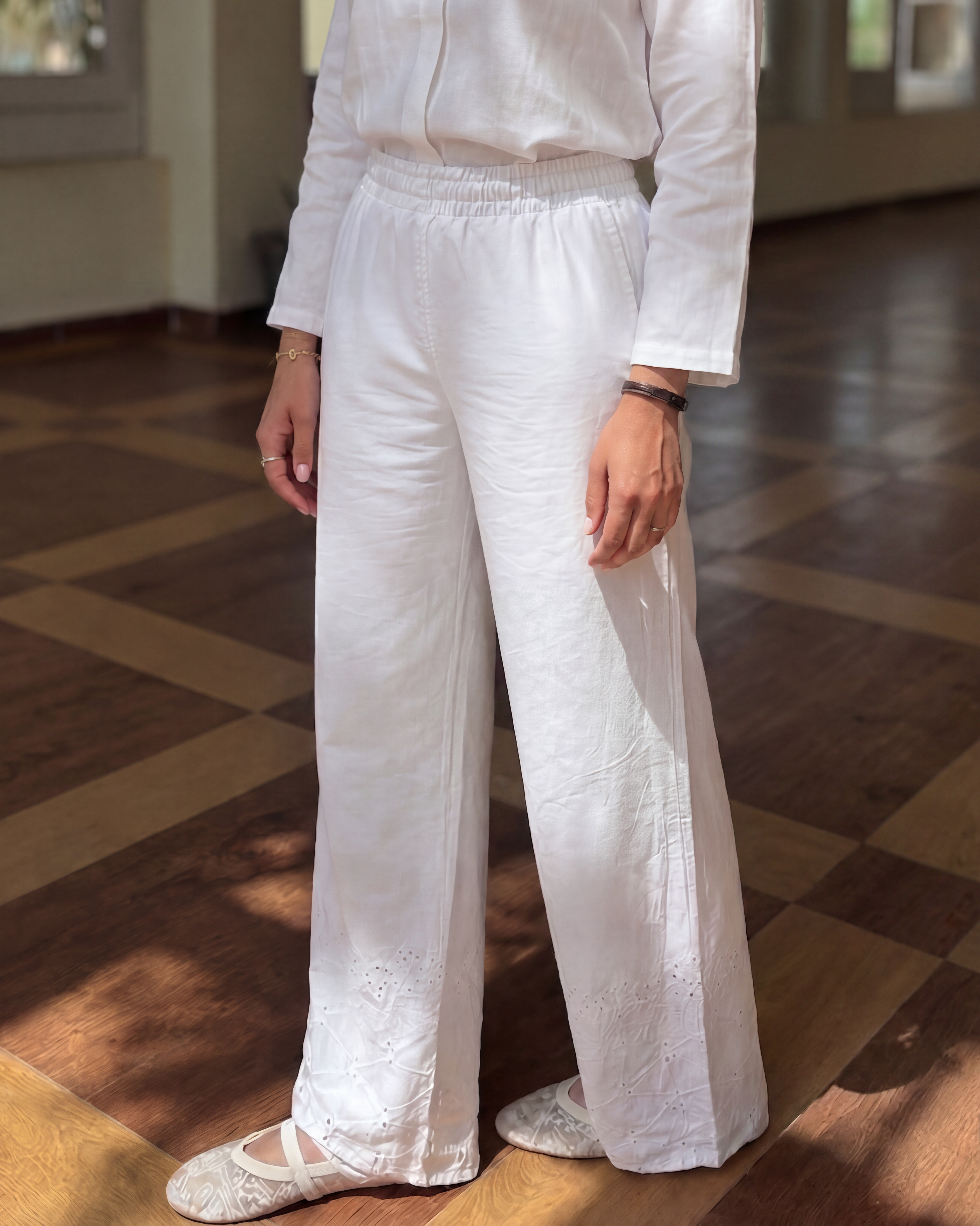 Embroidered Cotton Pants