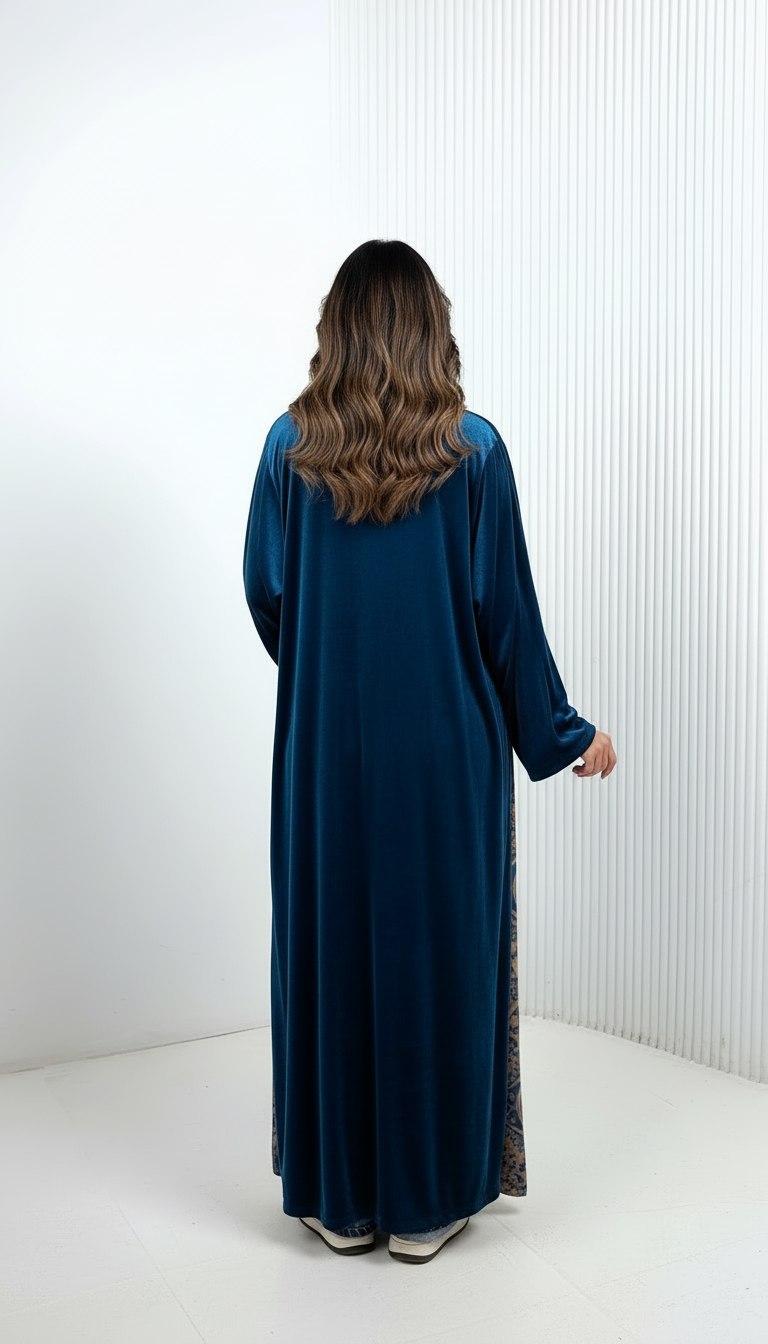 Noir Teal Dual Grace Abaya – Open Double Face Abaya