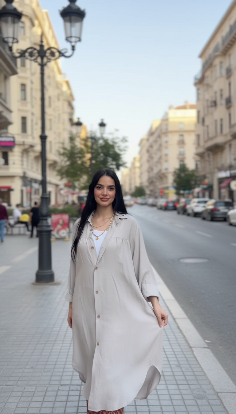 Buttoned Flow Long Shirt