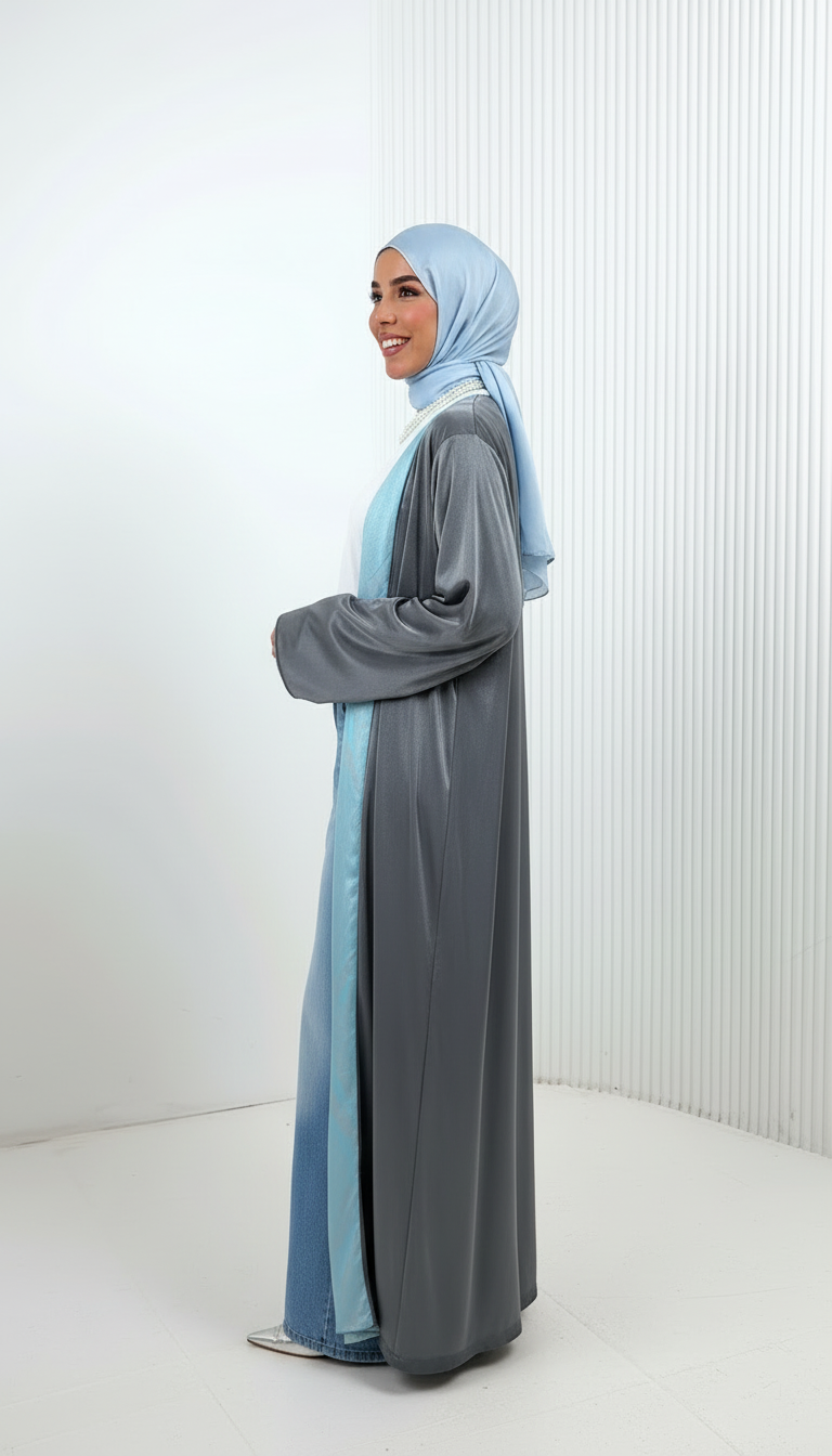 Celeste Dual Grace Abaya – Double Face Luxury Open Abaya