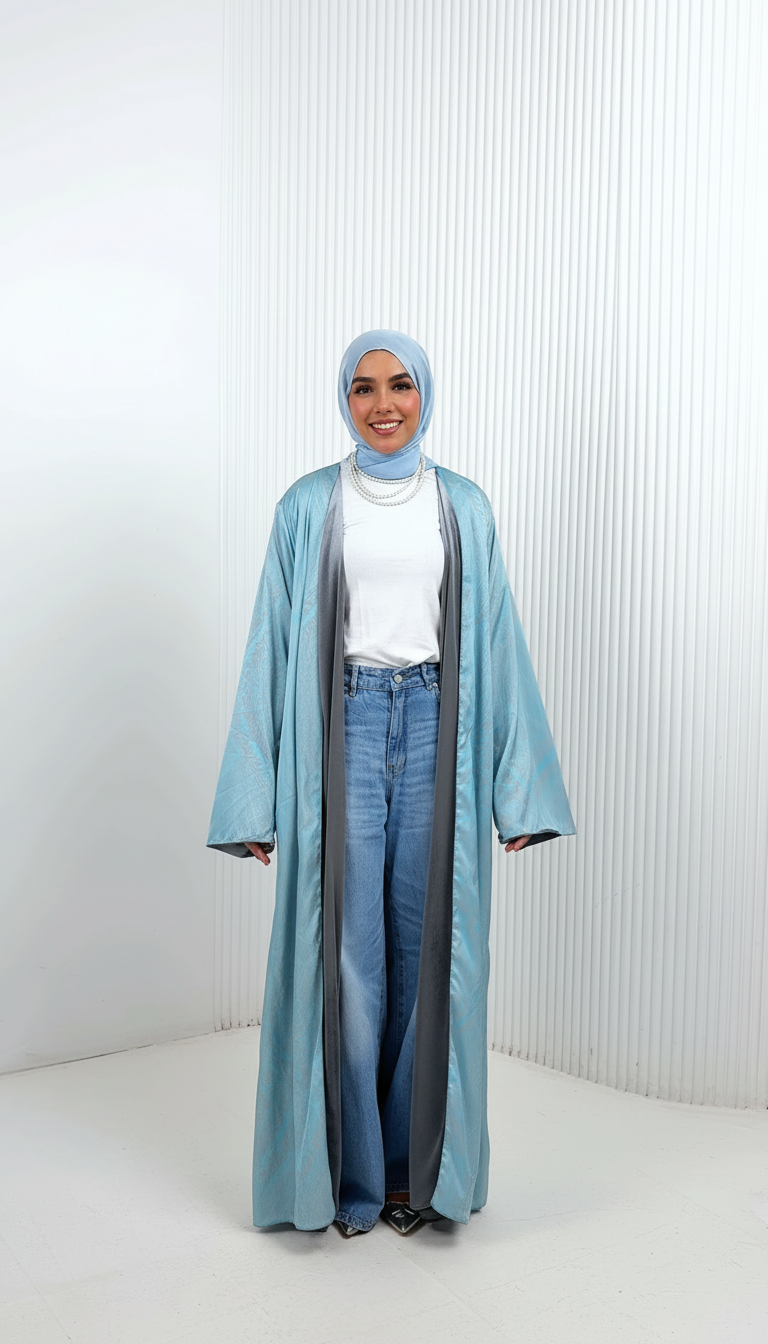 Celeste Dual Grace Abaya – Double Face Luxury Open Abaya