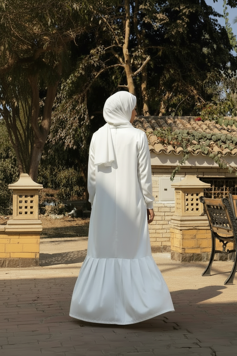 Long Sleeves Basic Dress in Satin