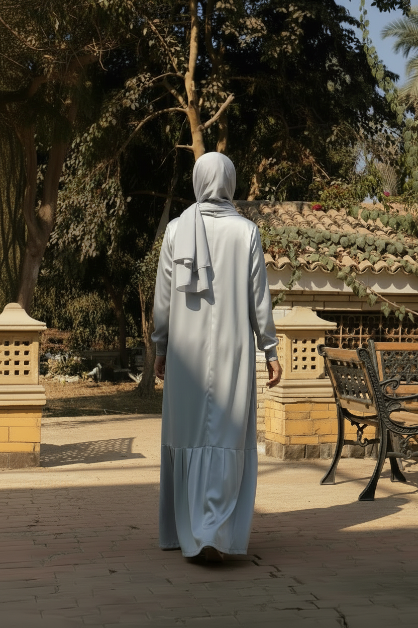 فستان أساسي بأكمام طويلة من الساتان