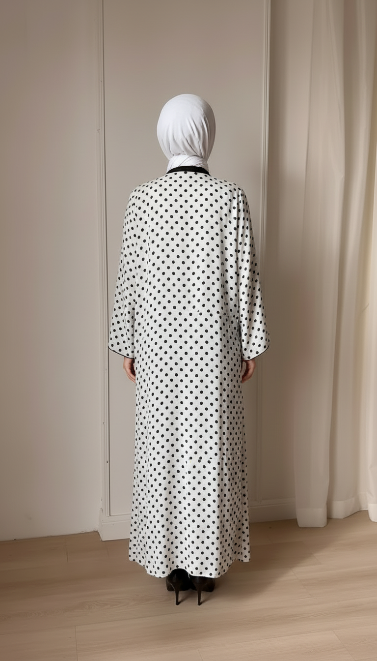 Polka Dots Double Face Abaya – Black & White