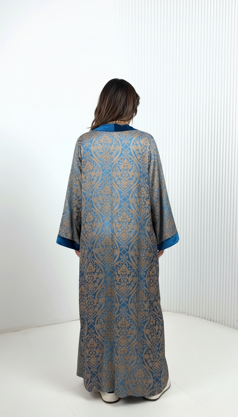 Noir Teal Dual Grace Abaya – Open Double Face Abaya