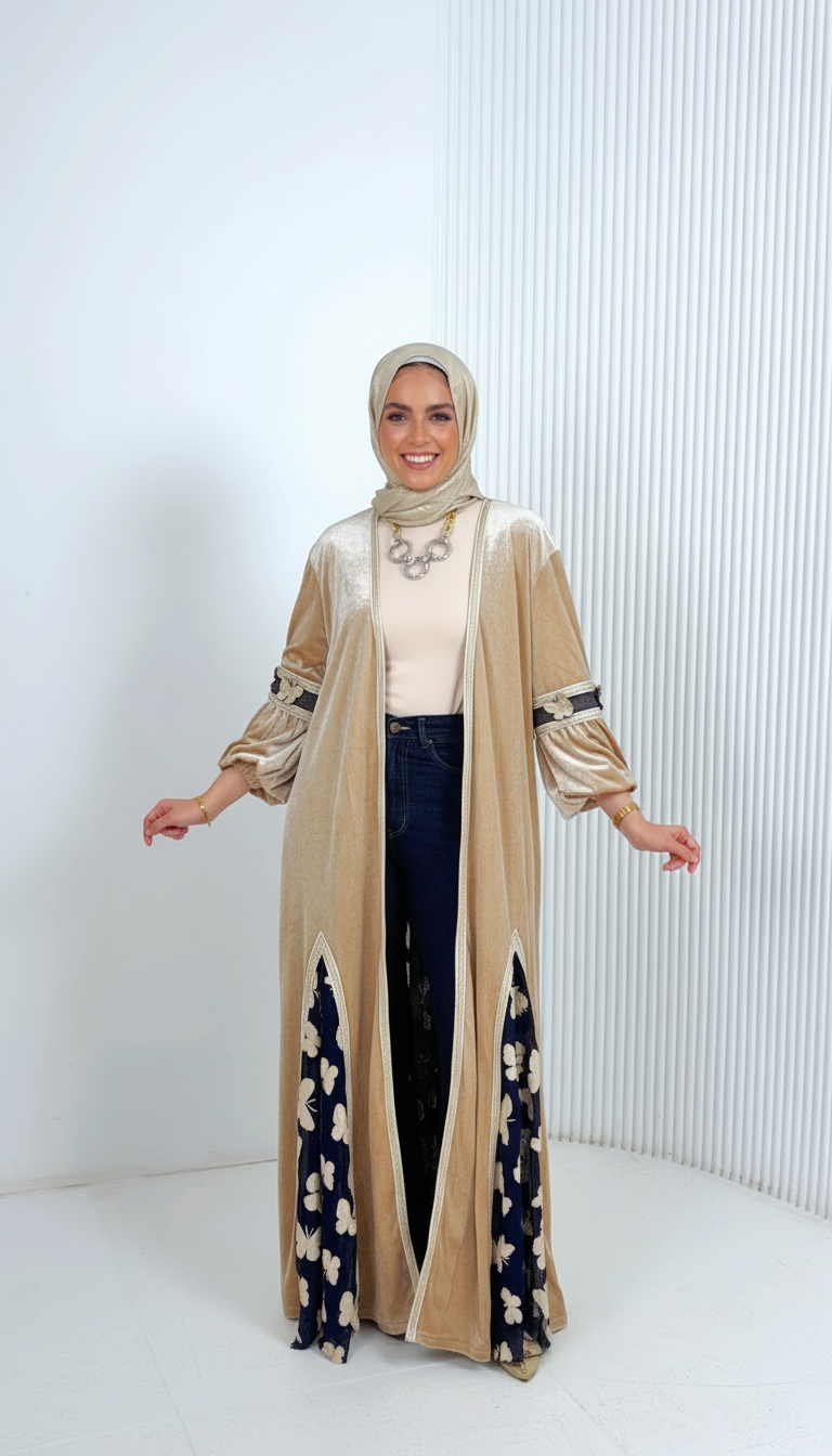 Butterflies Open Velvet Abaya