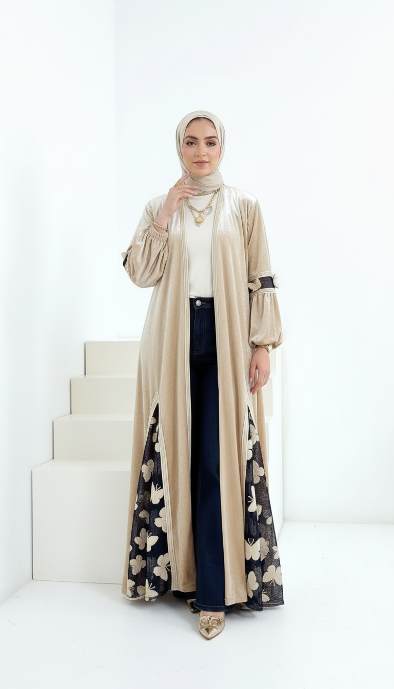 Butterflies Open Velvet Abaya