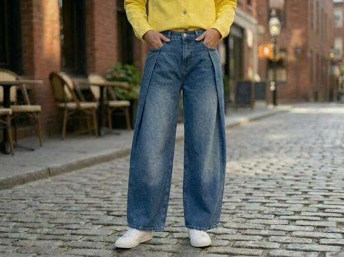 Azure Flow Wide Leg Denim Pants