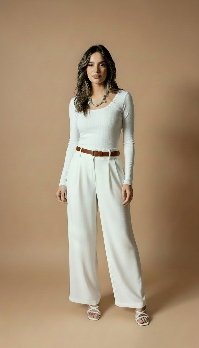 Ivory Flare Flow Pants