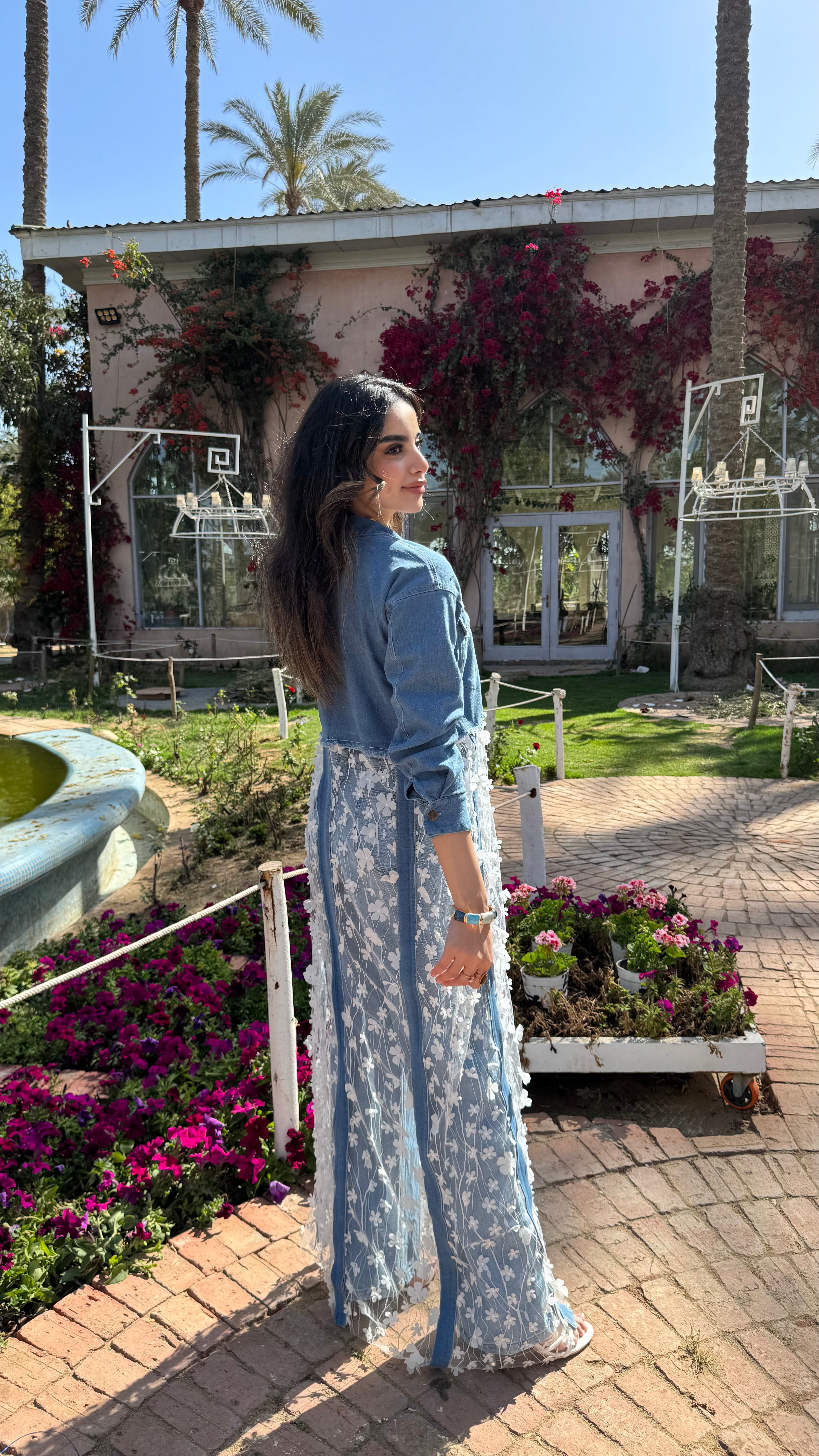 Denim Blossom Long Jacket