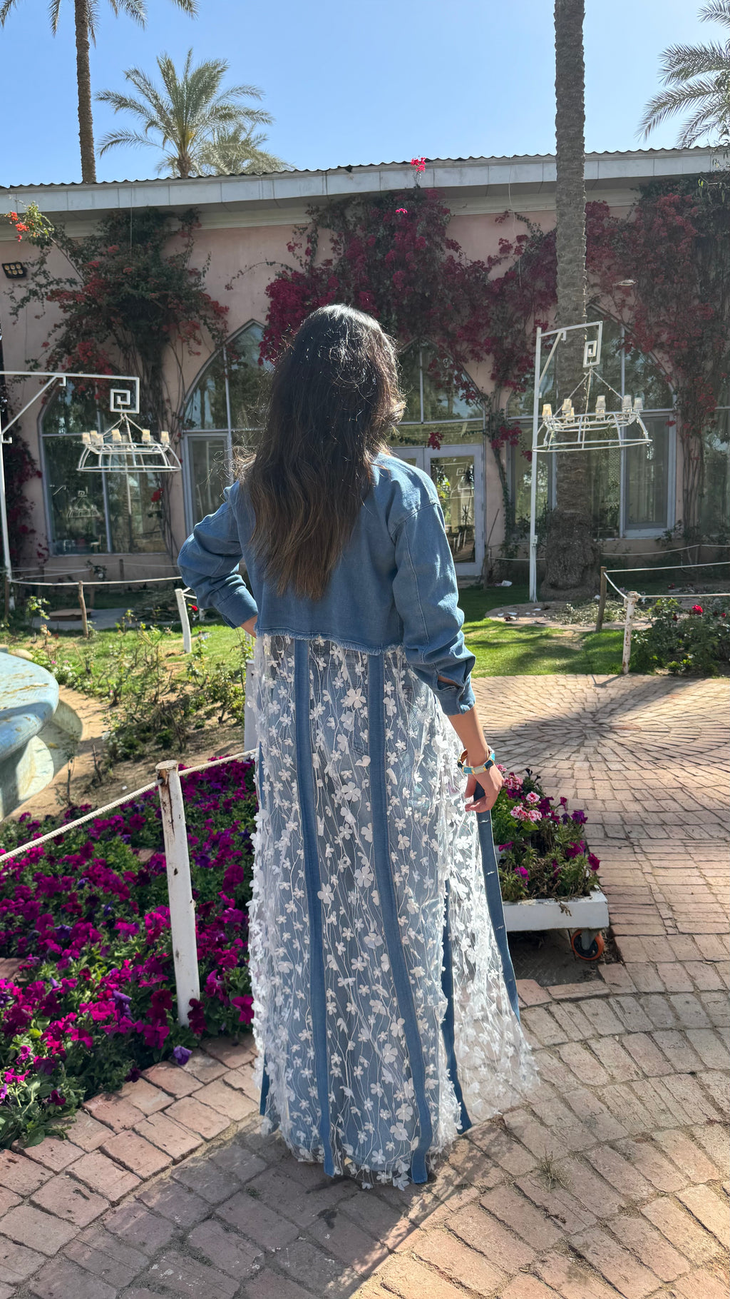 Denim Blossom Long Jacket