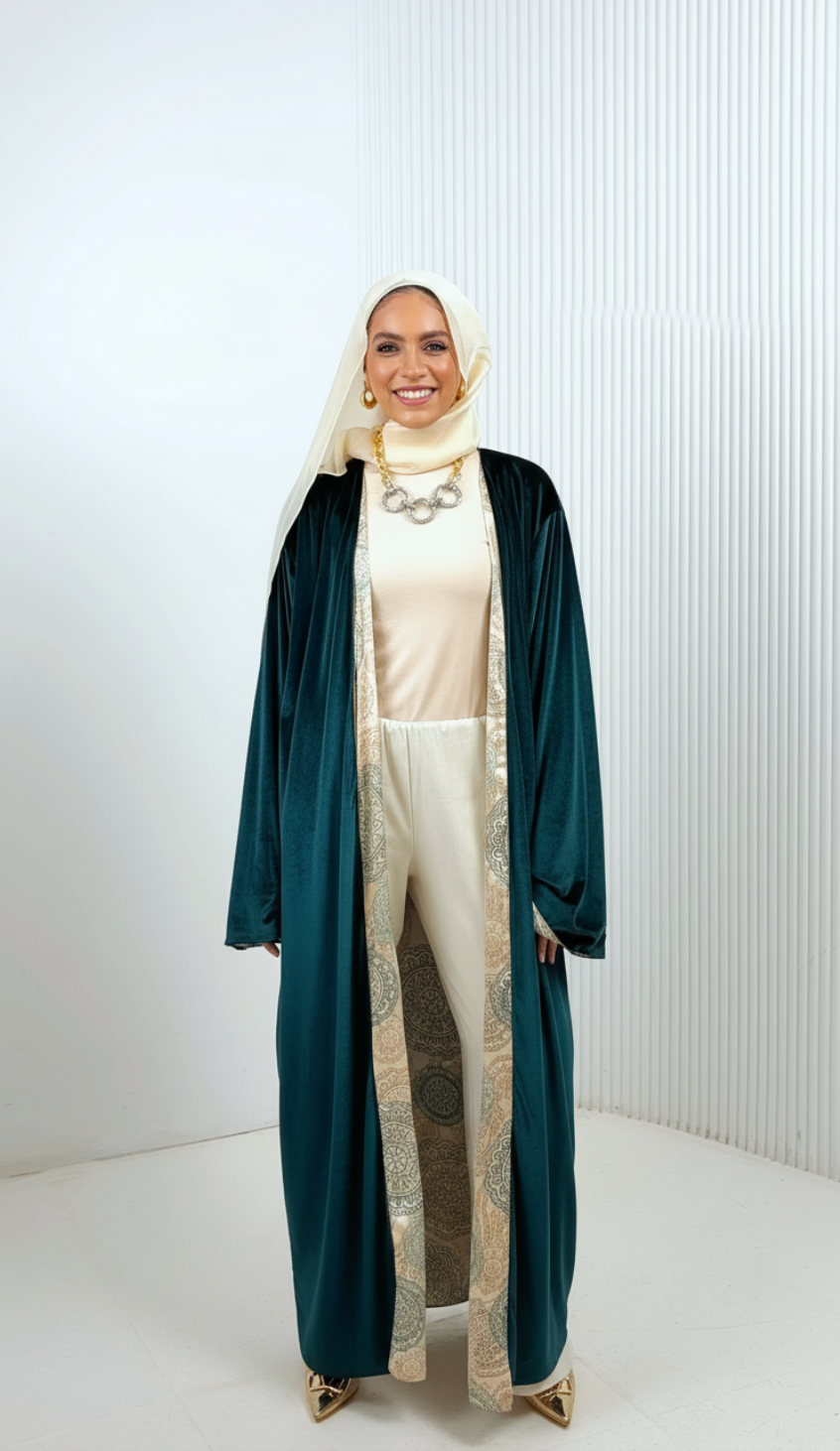 Dual Grace Emerald Double-Face Abaya