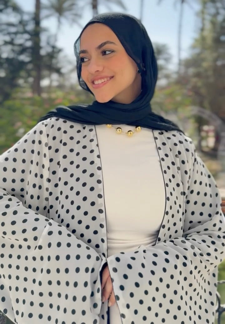 Polka Dots Double Face Abaya – Black & White