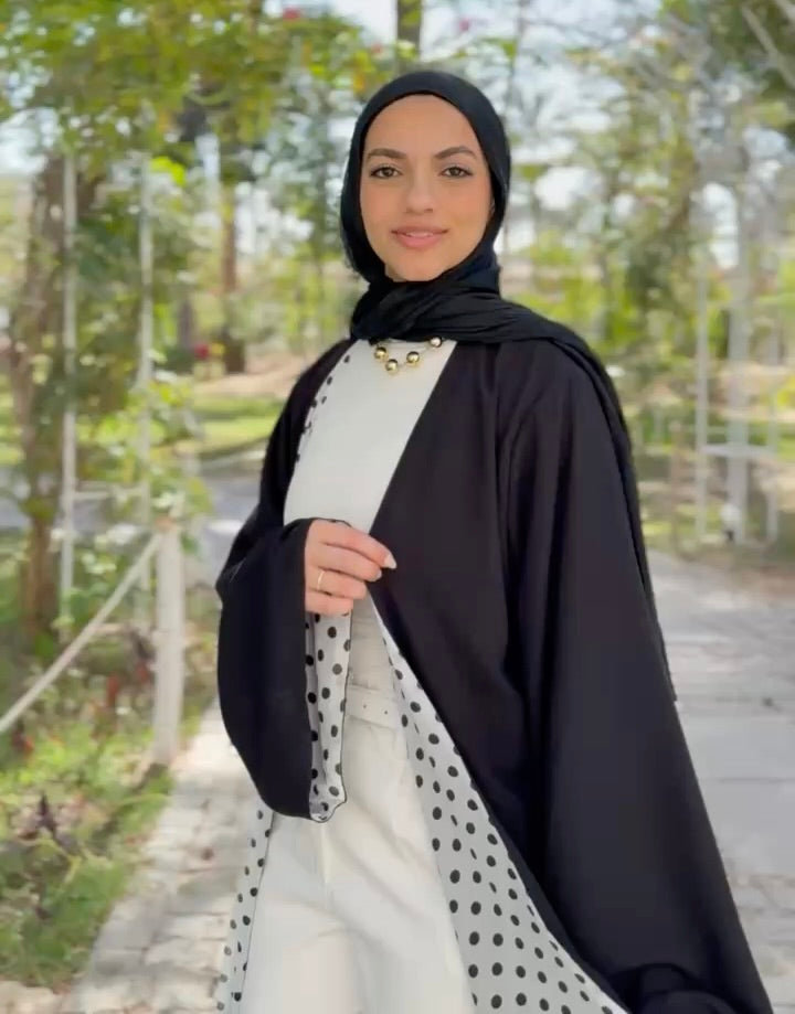 Polka Dots Double Face Abaya – Black & White