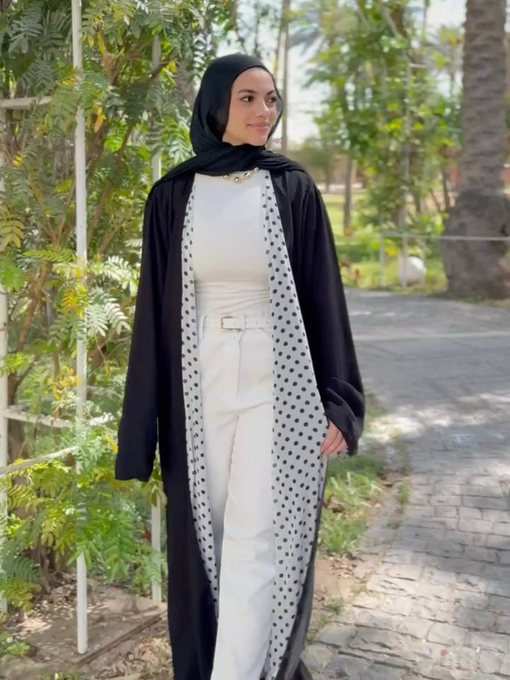 Polka Dots Double Face Abaya – Black & White